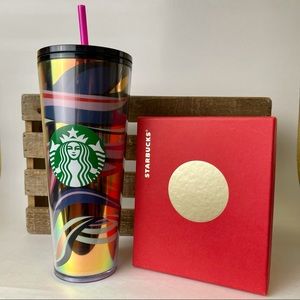 STARBUCKS Holiday Blue Ribbons Venti Cold Tumbler